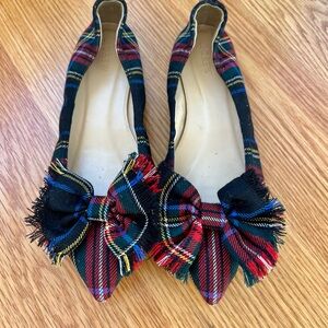 J Crew Plaid Bow Flats sz 9